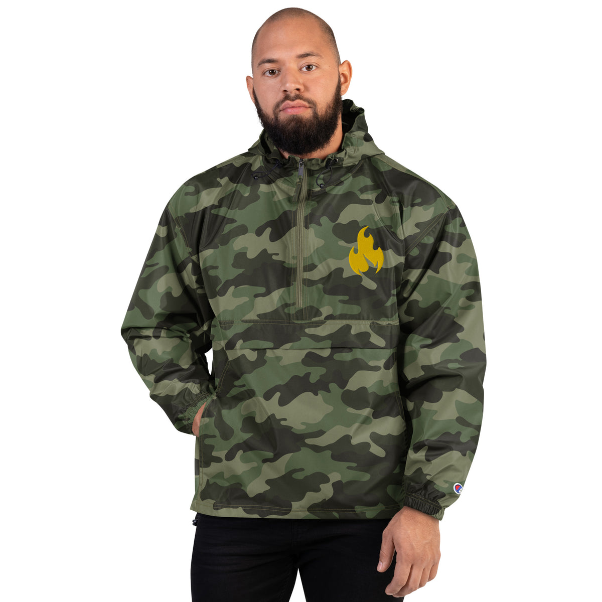 HM Golden Flame Embroidered Champion Packable Jacket