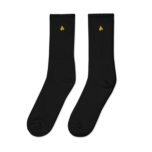 Golden Flame Premium Embroidered Crew Socks
